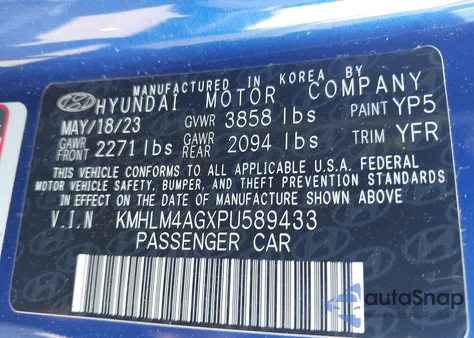 2023 Hyundai Elantra Sel from USA, damaged, VIN KMHLM4AGXPU589433